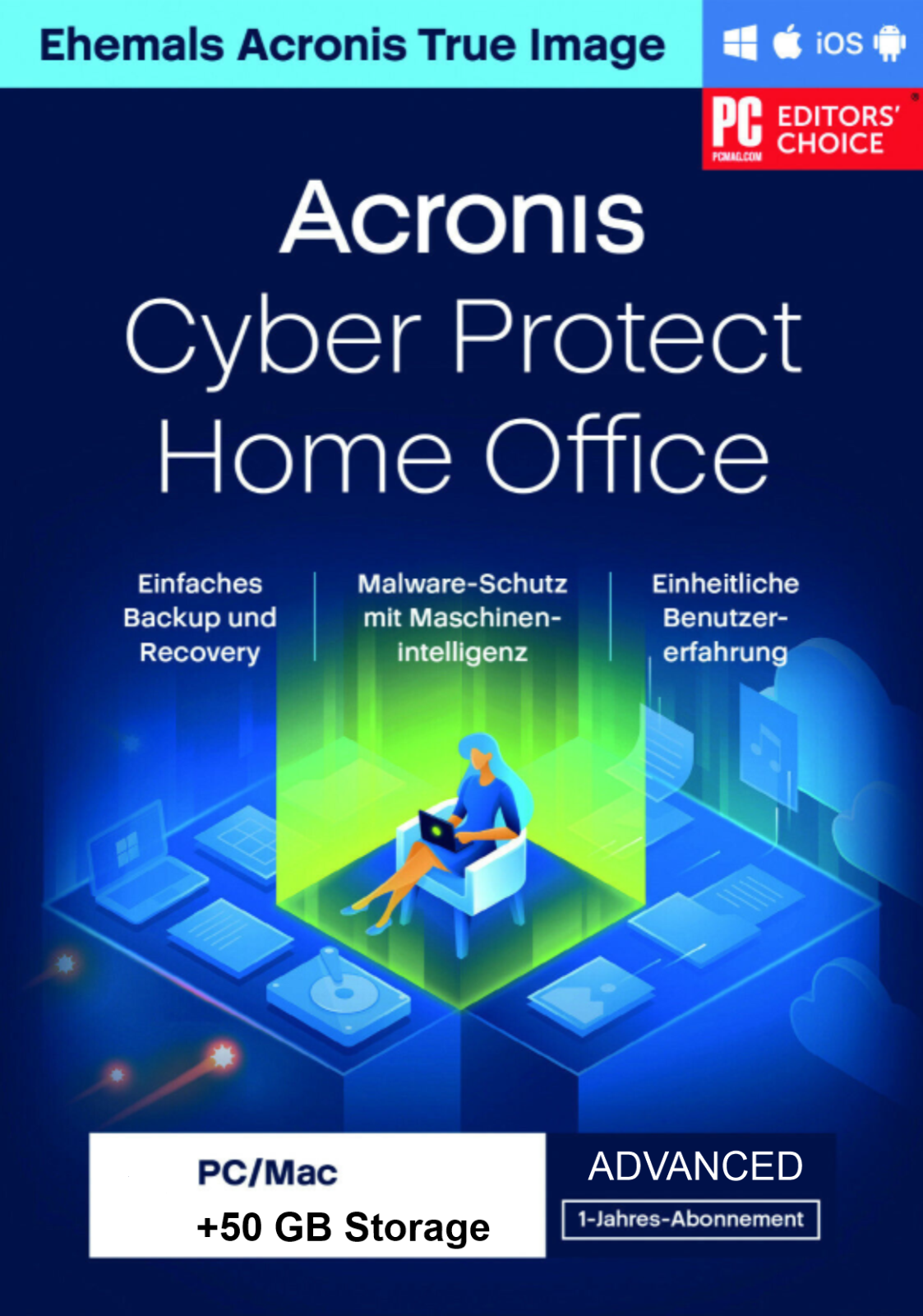 Acronis Cyber Protect Home Office Advanced Inkl. 50 oder 250 GB Cloud Speicher